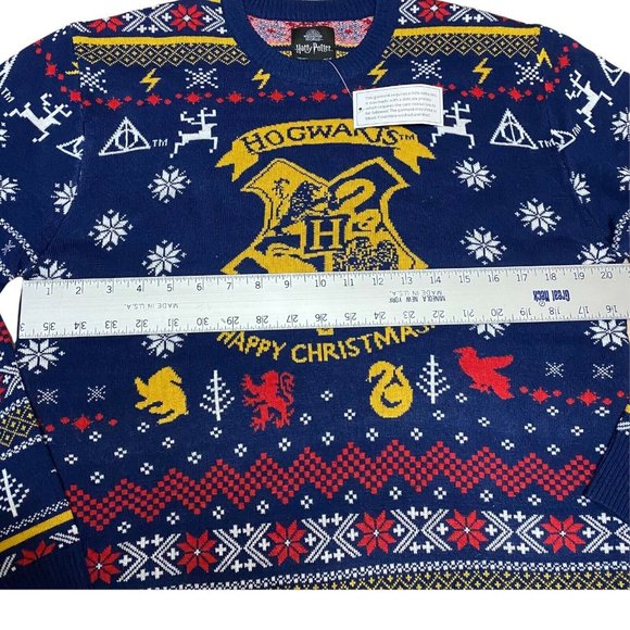 Harry Potter Men's M Hogwarts Happy Christmas Ugly Holiday Sweater Wizard World - Picture 5 of 12